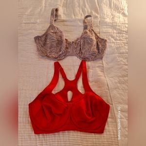 2 Bras size 40C (Red) & 42D (Beige)
